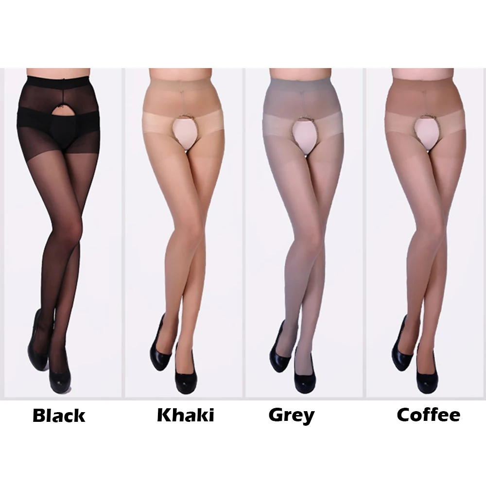 Sexy Open Crotch Tights Women Crotchless Tights Stretchy Sheer Pantyhose Black Collant Ouvert Femme Strumpfhose