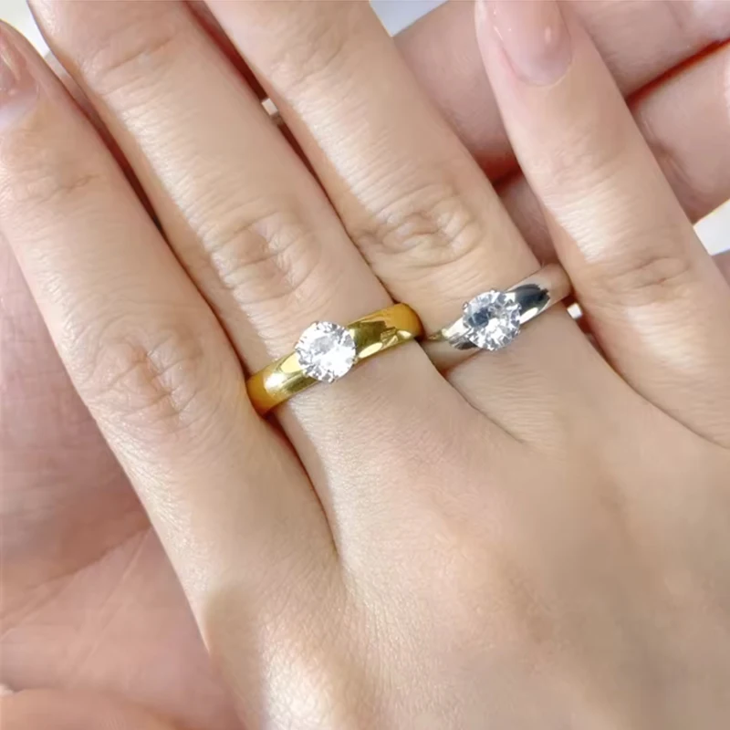 

Fashion Classic Wedding Rings Zircon Couple Rings Stainless Steel Men Women Engagement Charm Jewelry Accessory Valentine's Day