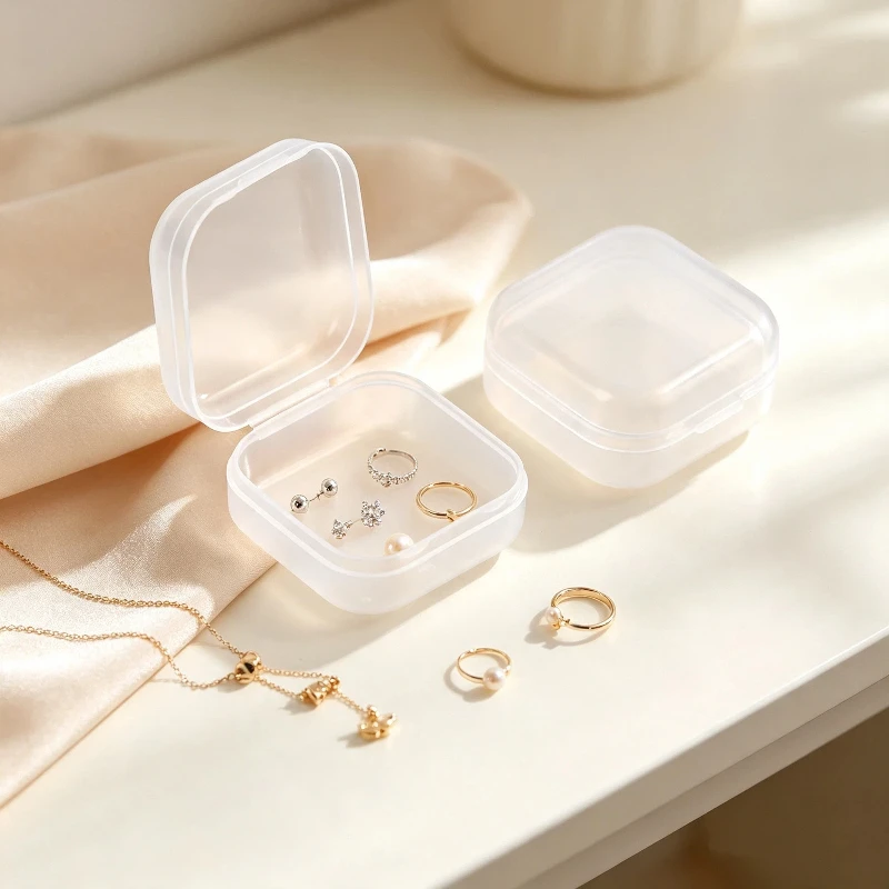 Rectangular Translucent Mini Plastic Storage Box Dustproof Durable Container Jewelry Button Small Sundries Packaging Organizer