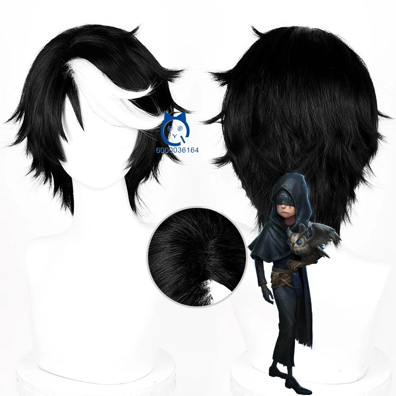 Seer Eli Clark Cosplay Wig Identity V Anime Black White Mixed Heat Resistant Synthetic Hair Halloween Party Comic Con Carnival