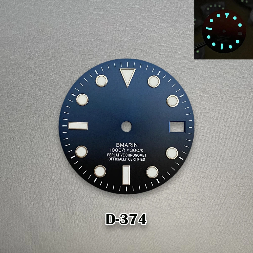 Esfera con logo S de 28,5mm, esfera NH35 luminosa azul hielo, esfera SUB/SKX007 adecuada para accesorios de reloj de movimiento NH35 NH36, esfera de reloj NH35