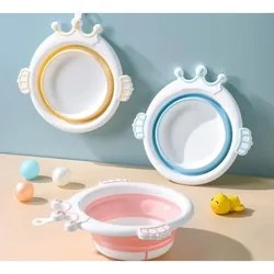 Baby Washbasin Foldable and Hangable Wash Basin Baby Cartoon Portable Bathtub Baby Cartoon Crown Portable