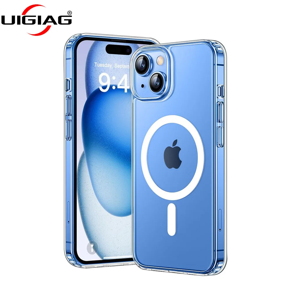 Magnetic For Magsafa Luxury Hybrid Glossy Hard Case For iPhone 15 14 Plus 13 12 mini 11 Pro Max Silicone Soft Shell Clear Cover