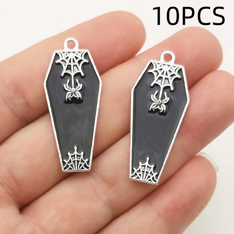 10PCS Halloween personalized retro spider coffin oil drop pendant DIY earrings necklace accessories view 6