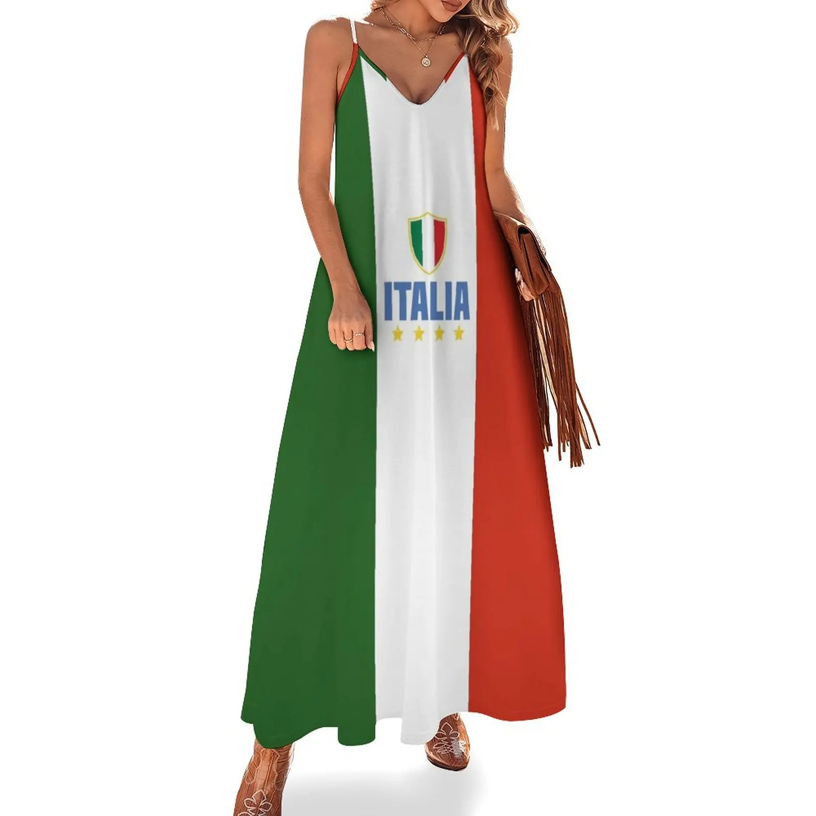 

Italia - Italian tricolor Sleeveless Dress Dresses for wedding party Summer women's clothing Women's evening dress