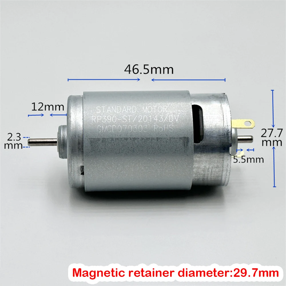 390 DC Motor 6V-24V 10000RPM High Speed Mini Motor Large Torque Brush Motor for DIY Toys Small Appliances Sweeper Robot Cleaner