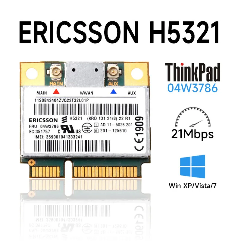 H5321 FRU: 60Y3297 04W3786 half-MINI PCI-E GSM EDGE GPRS HSPA + tarjeta WLAN GPS de 21MBPS para T430 S430 X230 W530 X131