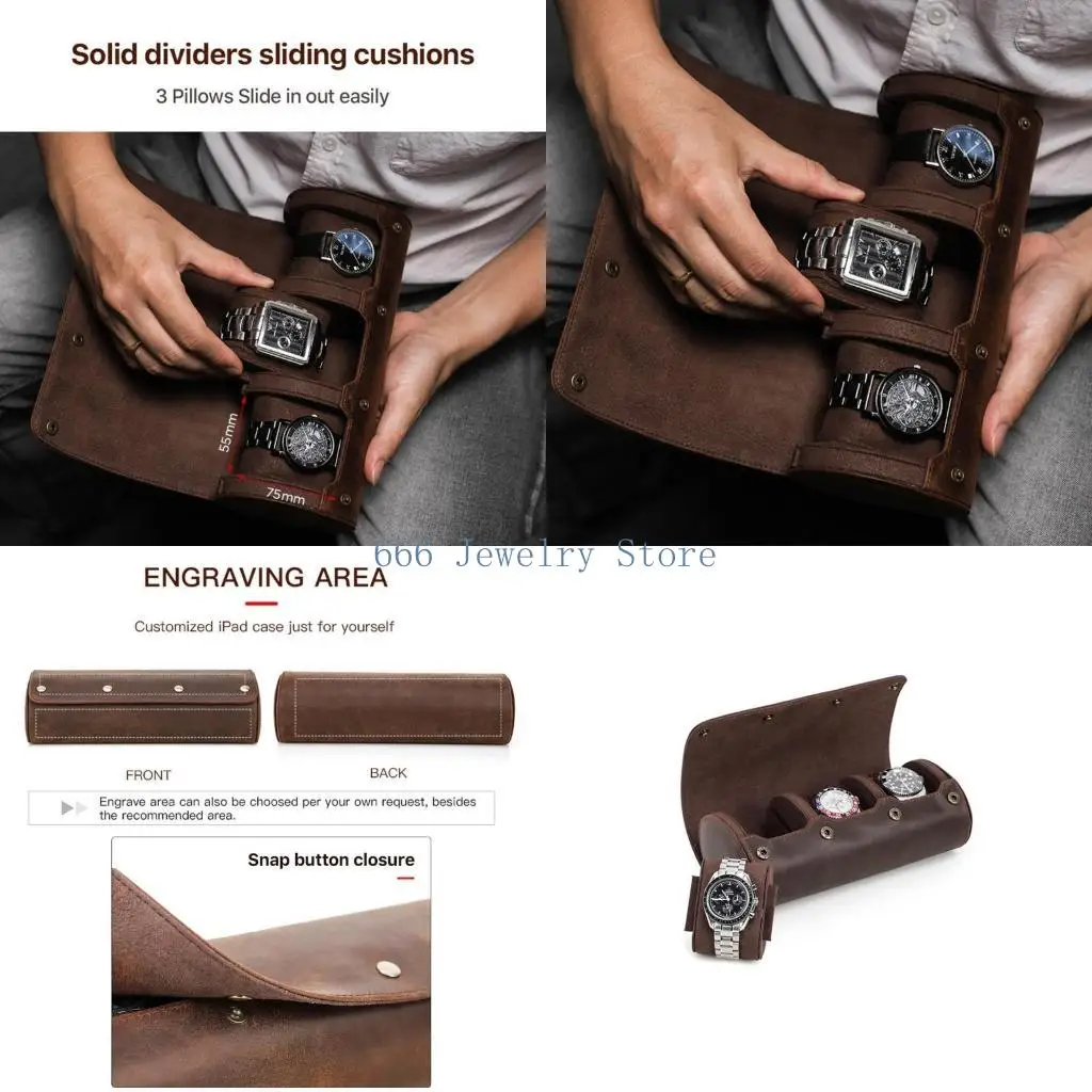 f2tdレザーウォッチボックスラグジュアリーリストウォッチケースロールディスプレイジュエリーオーガナイザーホルダー