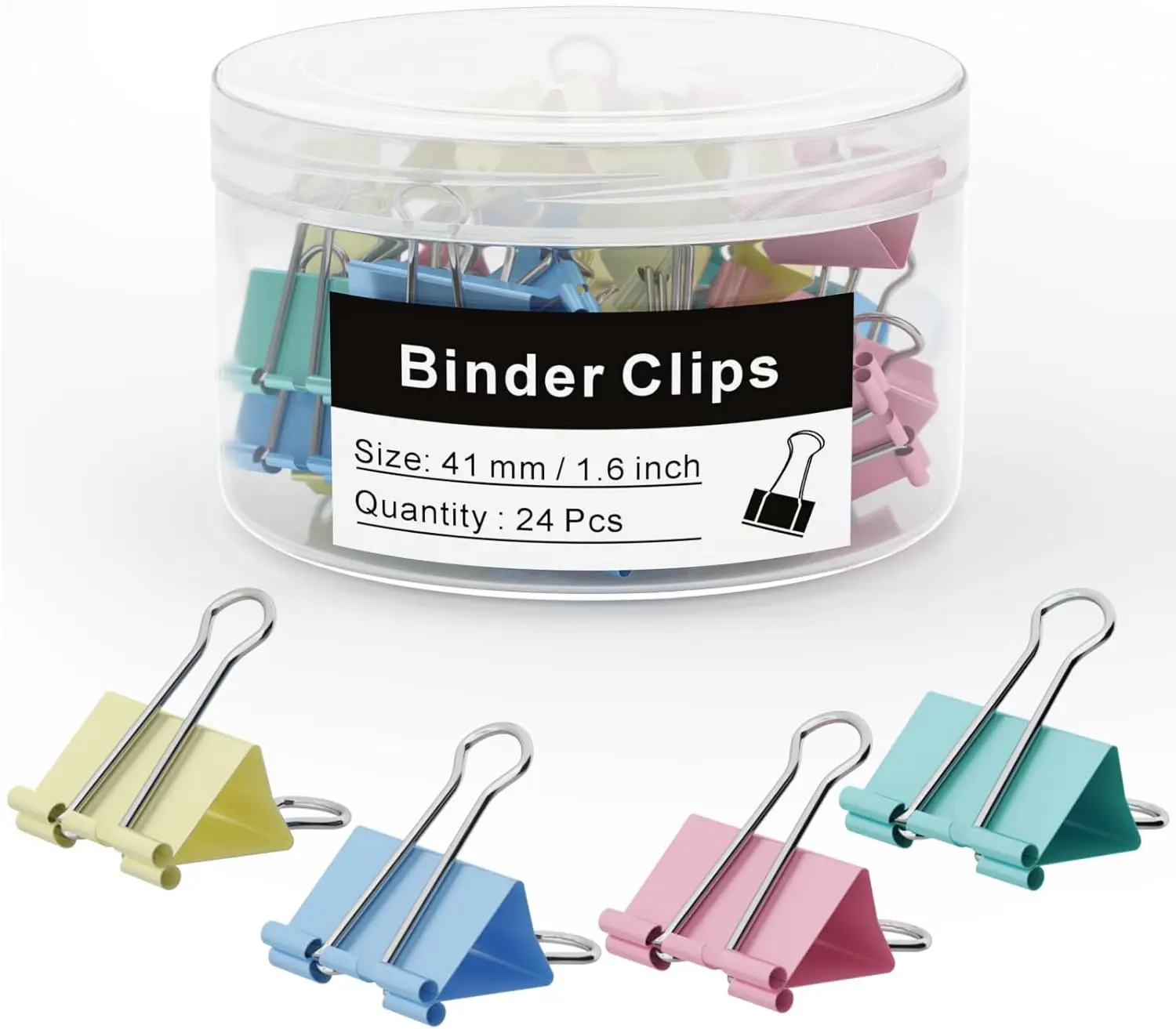 

24 PCS 1.6 inch Binder Clips, Office Metal Paper Clamps, Strong Grip, Reusable