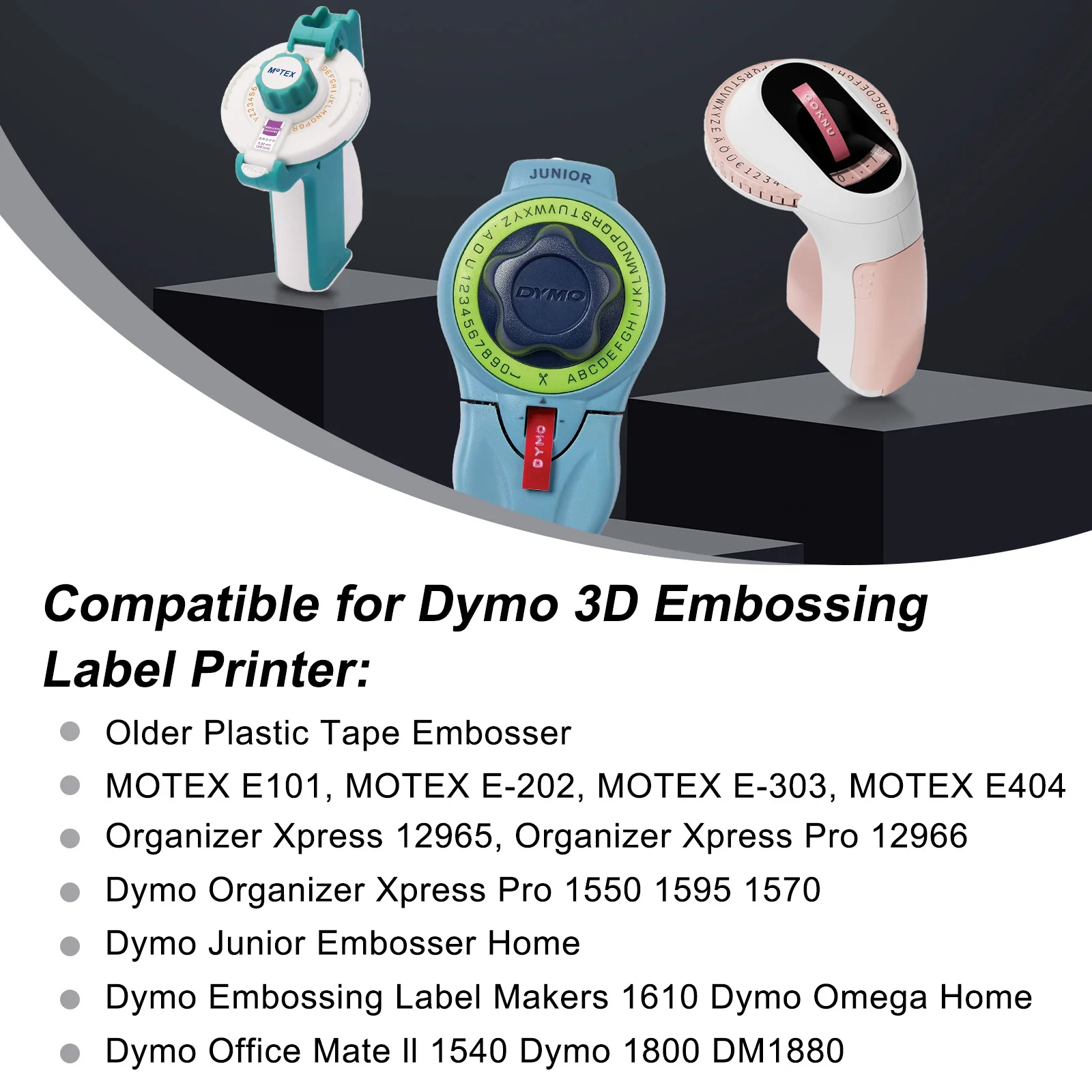 5/10PK Multicolor Compatible Dymo 3D Embossing Label Tape 9/12mm for DYMO Organizer Xpress 12965 Motex E101 Hand Label Maker