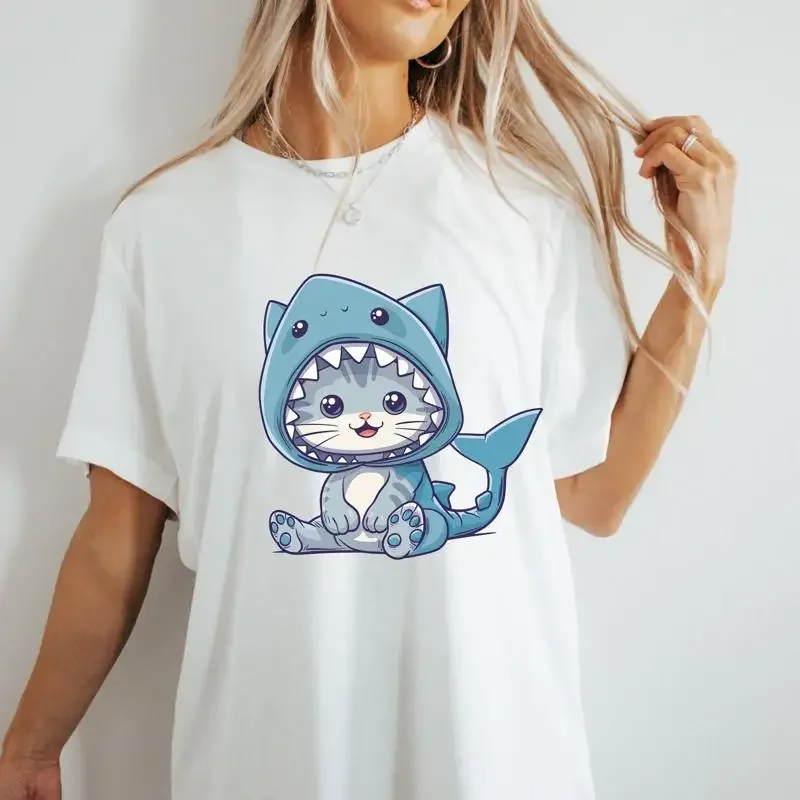Cat Shark Costume T Shirt Cute Adorable Kitten Funny Lover Feline Apparel Christmas