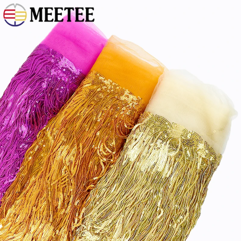 

2/5/10Yards 18cm Sequin Tassels Trim Dance Dress Long Fringes Garment Sewing Lace Fringe Curtain Decor Tassel DIY Craft Material