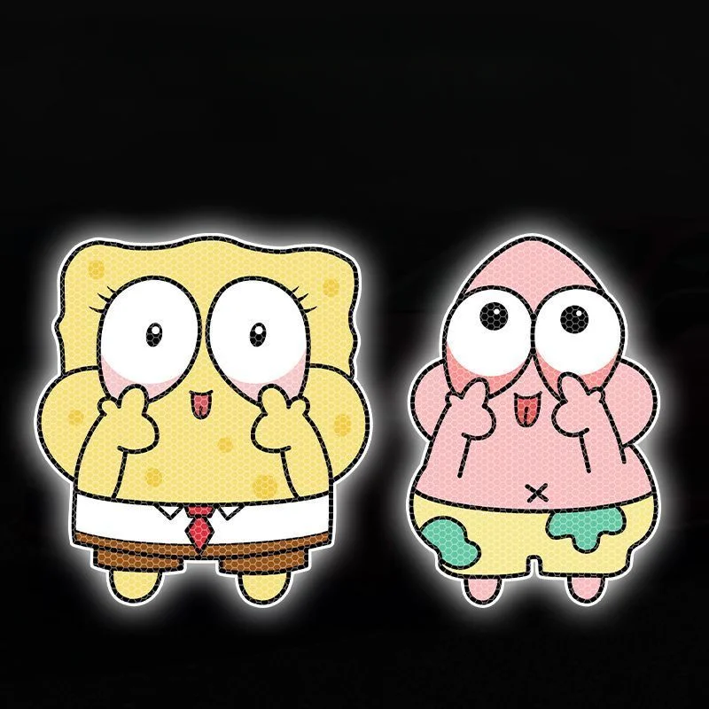 SpongeBob SquarePants Stickers Electric Car Reflective Stickers Patrick Star Night Reflective Warning Stickers Wholesale