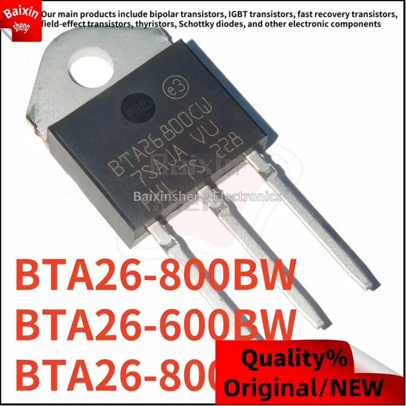 

10PCS NEW BTA26-800BW BTA26-600BW BTA26-800CW TO-3P BTA26 800BW 600BW 800CW High power bidirectional thyristor