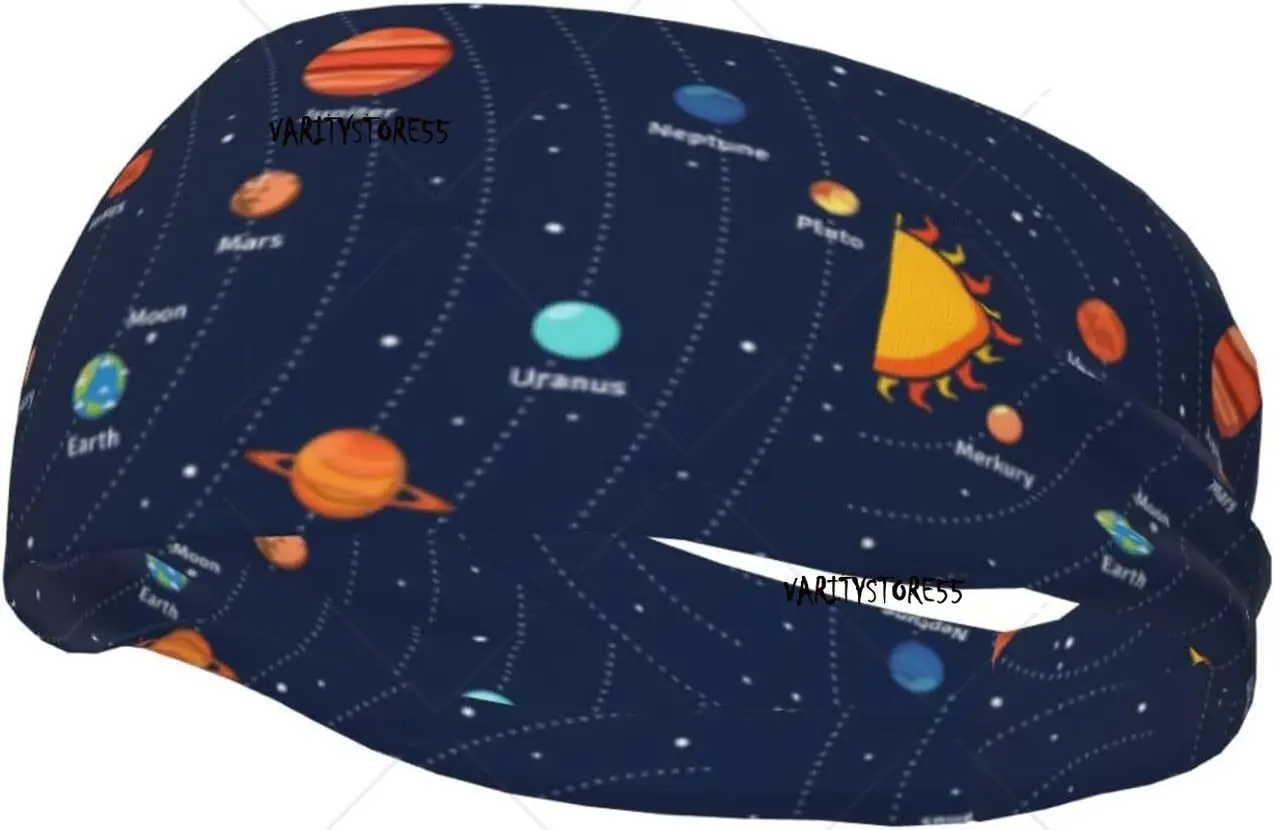 

Headband for Women Mens Solar System Orbits and Planets Sports Sweatband Moisture Wicking Sweatband for Volleyball