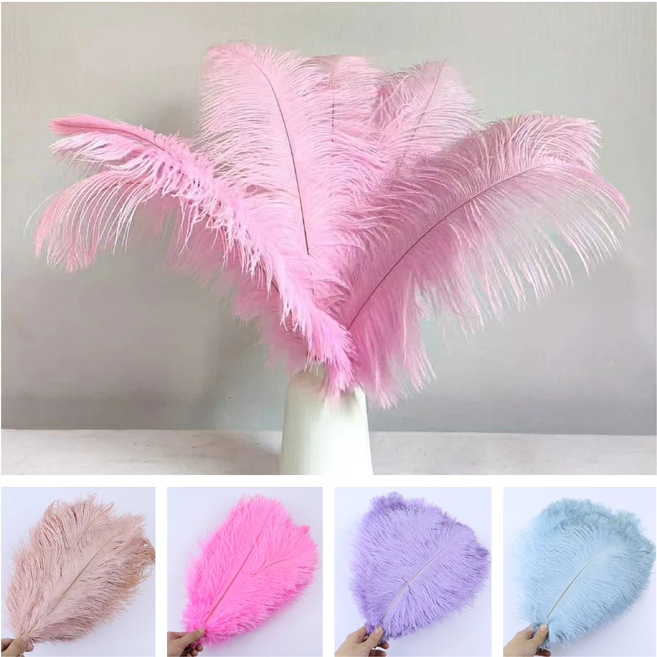 10Pcs DIY Ostrich Feathers 25-35CM for Decor Wedding Party Home Table Centerpieces Carnival Natural Plume Handicraft Accessories