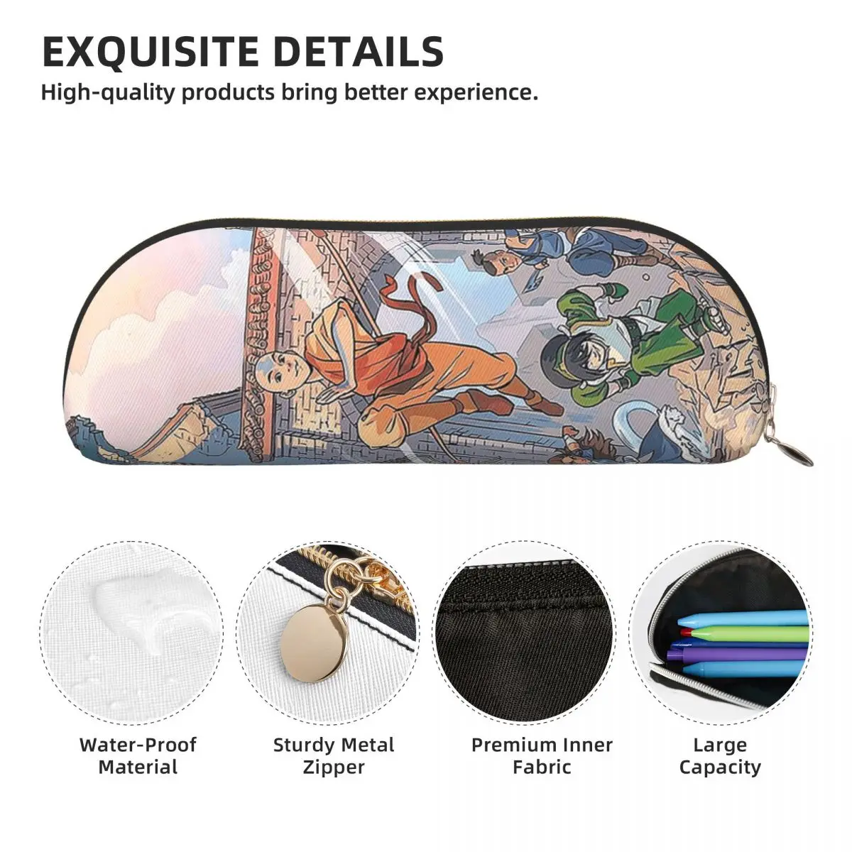 تصميم الصورة الرمزية Aang مقلمة حامل القلم تخزين القرطاسية لوازم تخزين كبيرة صندوق القلم حقيبة أقلام رصاص للبنين بنات هدايا