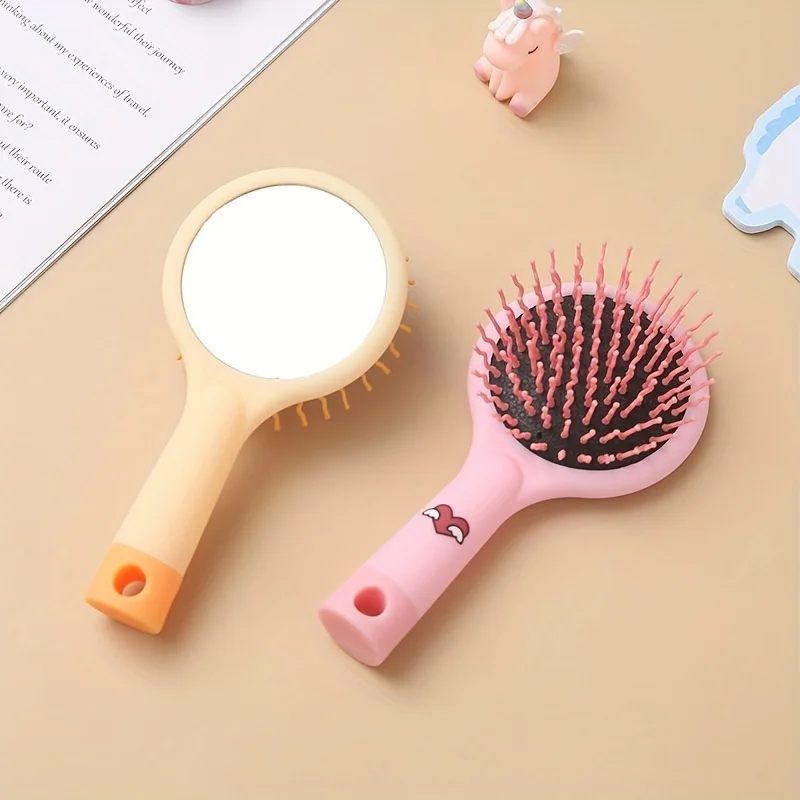 1Pc,Cute Massage Airbag Hair Comb With Mirror Anti-Static Comb