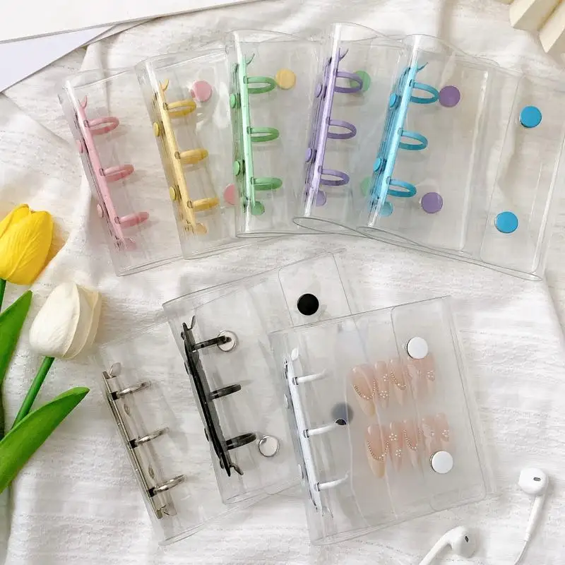 {MX} كتاب تخزين فني للأظافر الشفاف DIY نصائح أظافر وهمية ألبوم بسيط مشبك مزدوج 3 فتحات لوحة عرض مشبك البطاقات