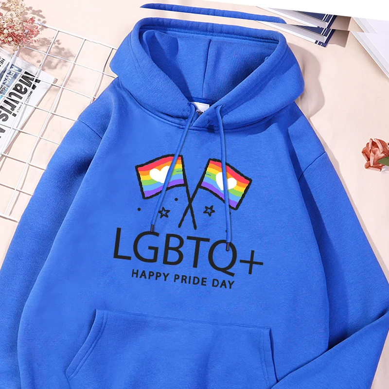 Happy Pride Day Print Mens Hoody Everyday Fleece Sweatshirt Fashion Causal Round Neck Hoodie Classic Comfortable Pocket Tops