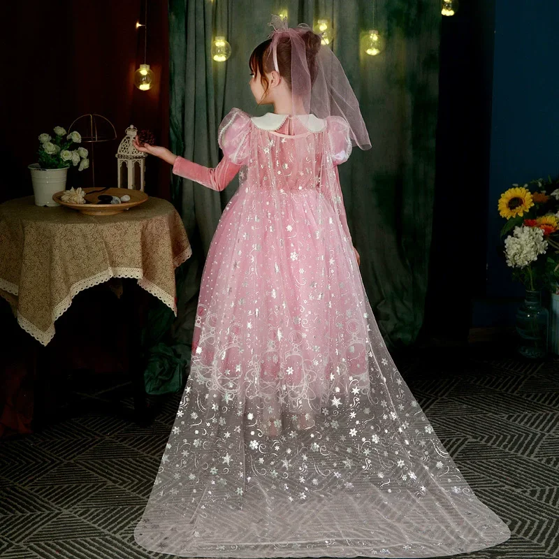 Costume da principessa Dress Up Outfit Costume rosa della Bella Addormentata per ragazze Costume di Halloween a maniche lunghe Vestito da festa cosplay 2-@0Z*