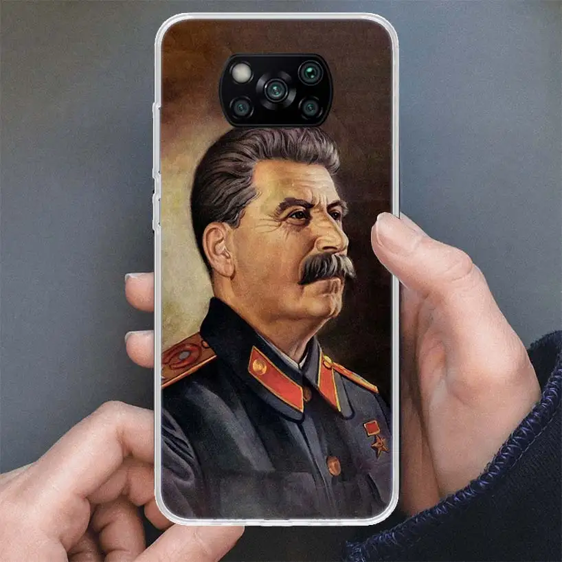 Russian Stalin Ussr Communism Phone Case For Xiaomi Poco X3 Nfc X5 X6 Pro F6 F5 F4 M5S X4 GT M4 M3 F3 F2 F1 Soft Cover Silicone 