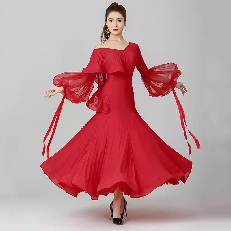 2024 New Elegant Women\'s Ballroom Dance Dresses National Standard Waltz Competition Clothes High-end Modern Performance Costumes