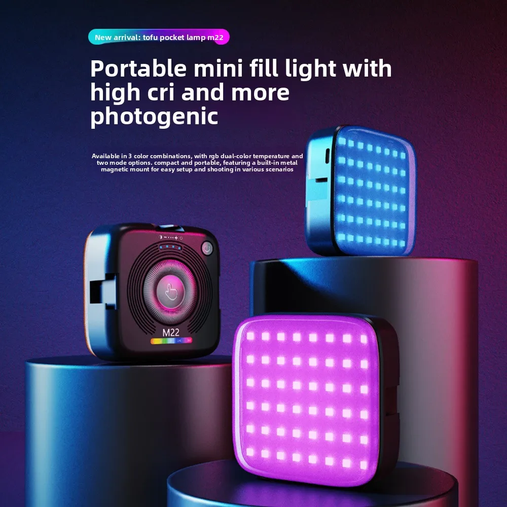2026 Mini Magnetic RGB Fill Light Pocket Portable Lamp for Selfie Live Stream & Portrait Photography Lighting