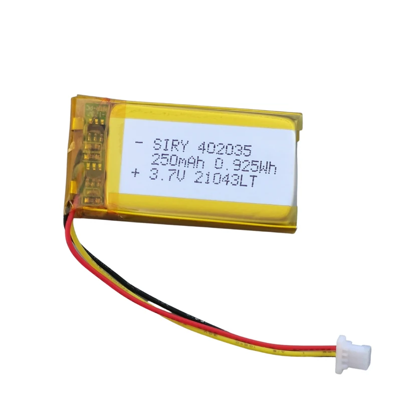 DVR 042035 3.7V 402035 litowo-polimerowa bateria LiPo z 3Pin JST do ręcznego GPS Mp3 Bluetooth Xiaomi Yi inteligentna kamera dash