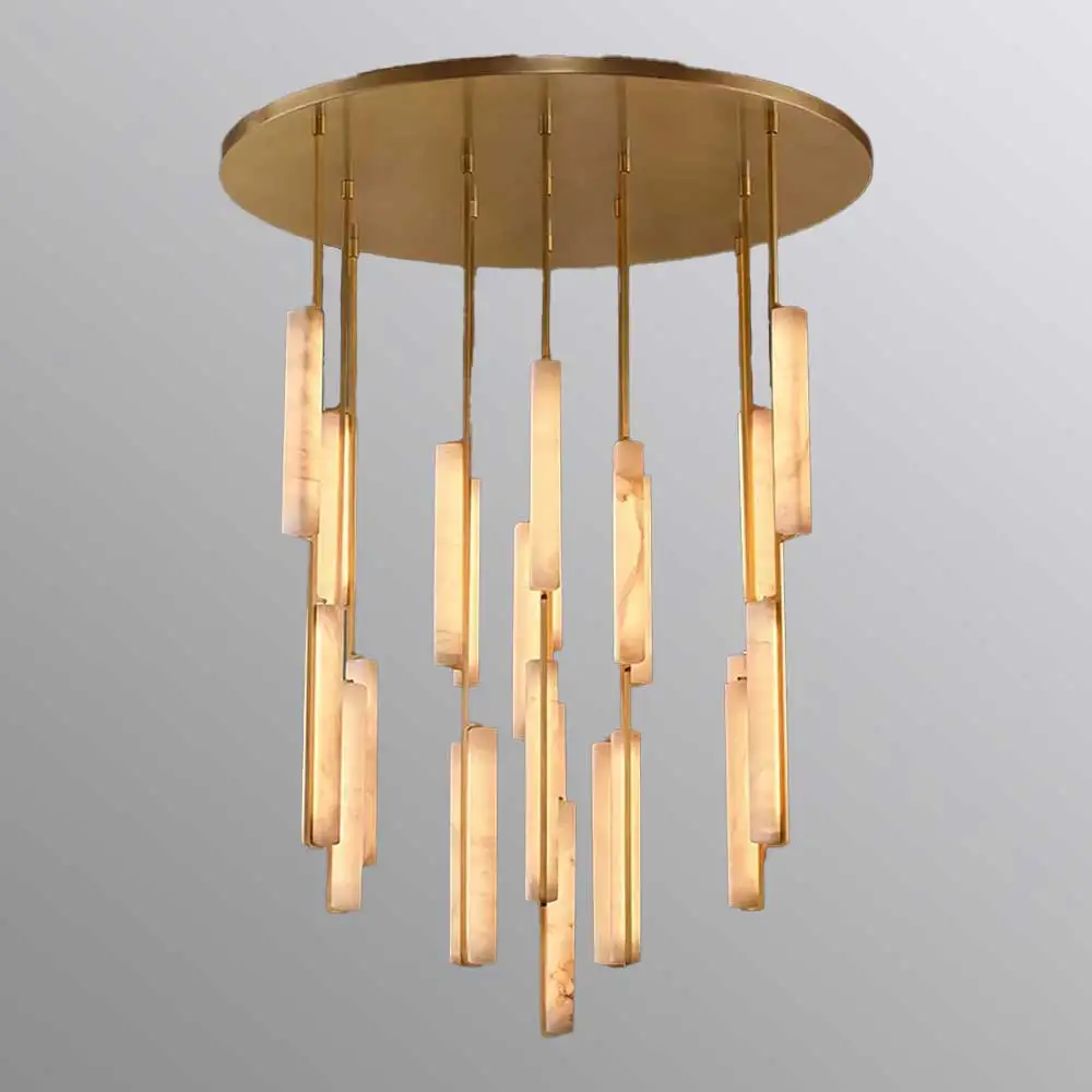Minimalist Marble Stone Chandelier Dimmable Pendant Light, Luxury Snowflake Ceiling Lamp for Home Decor Bedroom