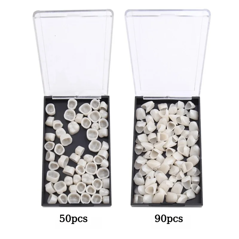 50/90pcs Dental Teeth Veneers Ultra Thin Whitening Resin Molar Anterior Temporary Crown Porcelain Dental Material Oral Care Tool