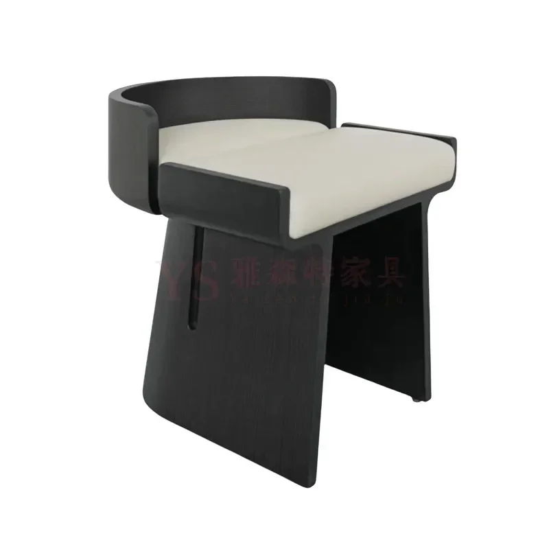 

Chinese solid wood fabric special-shaped hotel teahouse leisure chair home dining chair designer long sofa stoolEsmt163