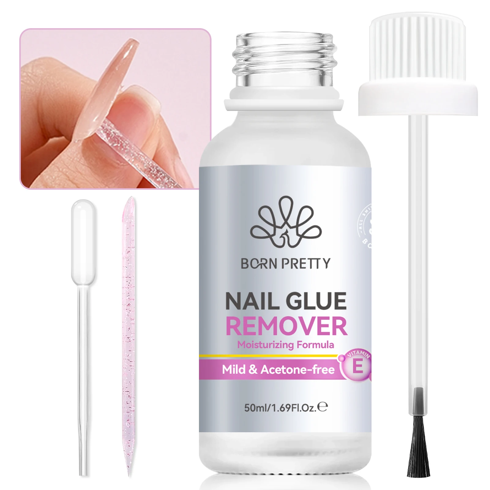 BORN PRETTY 1 Butelka 50ml Środek do Usuwania Kleju do Paznokci Sztucznych, Szybka Penetracja 3S, Łatwe Usuwanie Paznokci Dociskanych i Cyrkonii