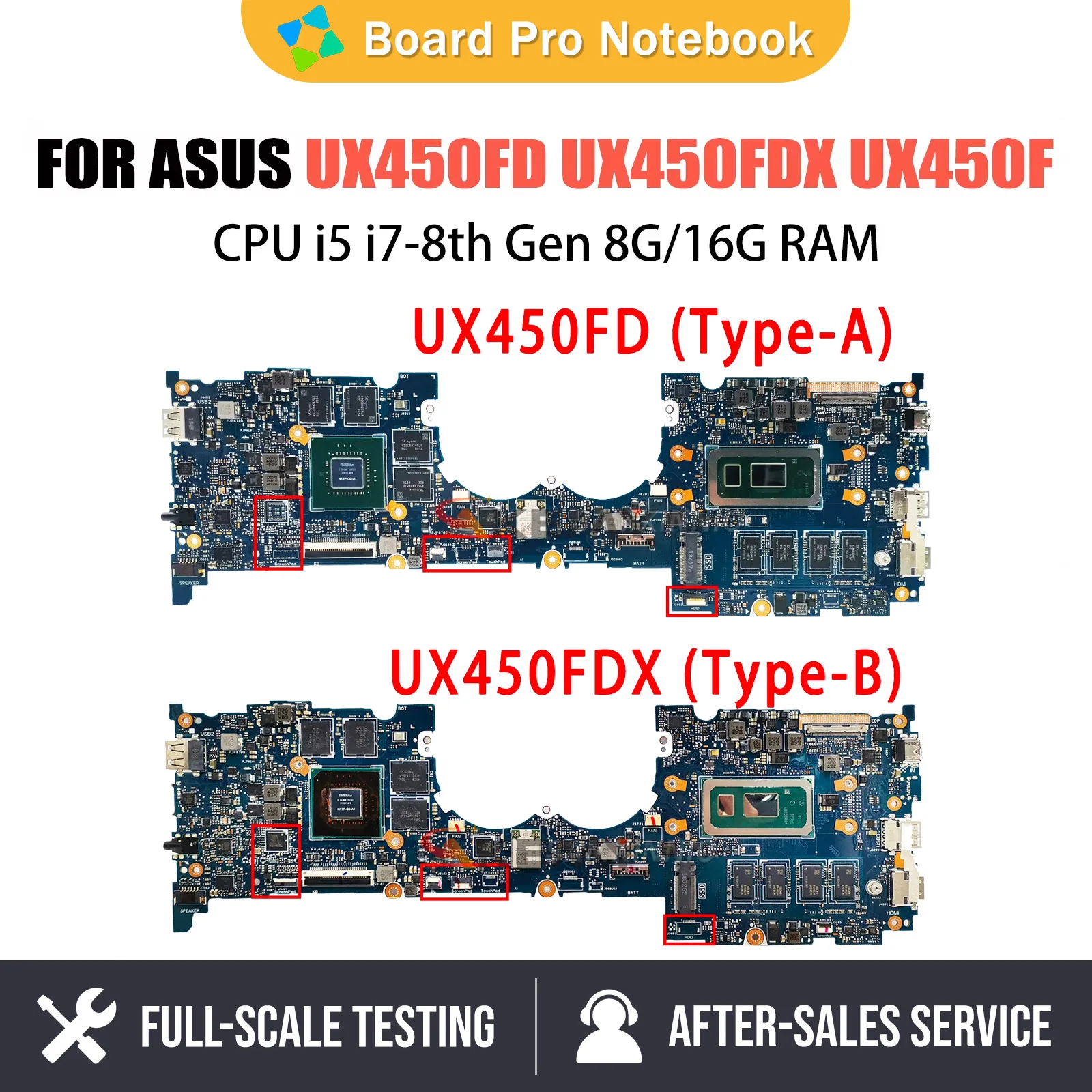 

Notebook Mainboard For ASUS ZenBook Pro 14 UX480F UX450FD UX450F Laptop Motherboard i5 i7 8th GTX1050-V2G V4G RAM 8GB 16GB