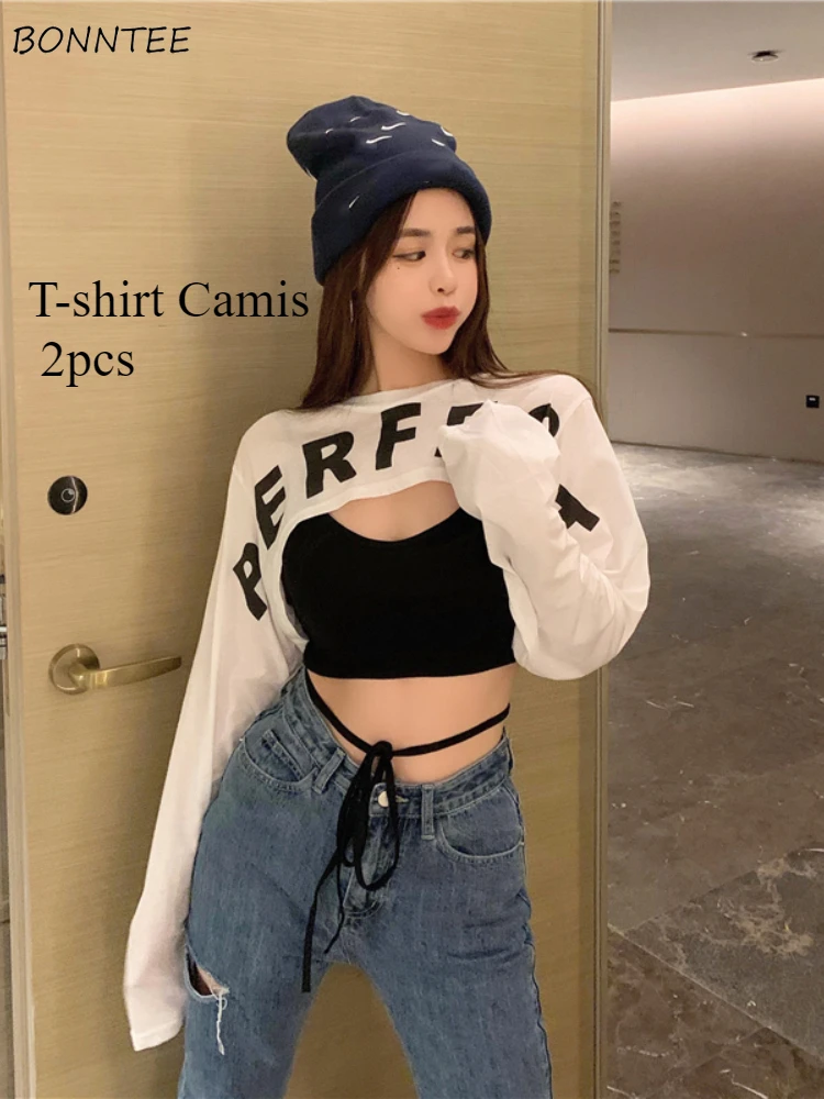 

Женские комплекты, повседневная уличная одежда для танцев, сексуальная пикантная девушка, универсальная одежда в стиле хип-хоп, 2 предмета, корейская мода, популярная одежда Y2k, клубная одежда