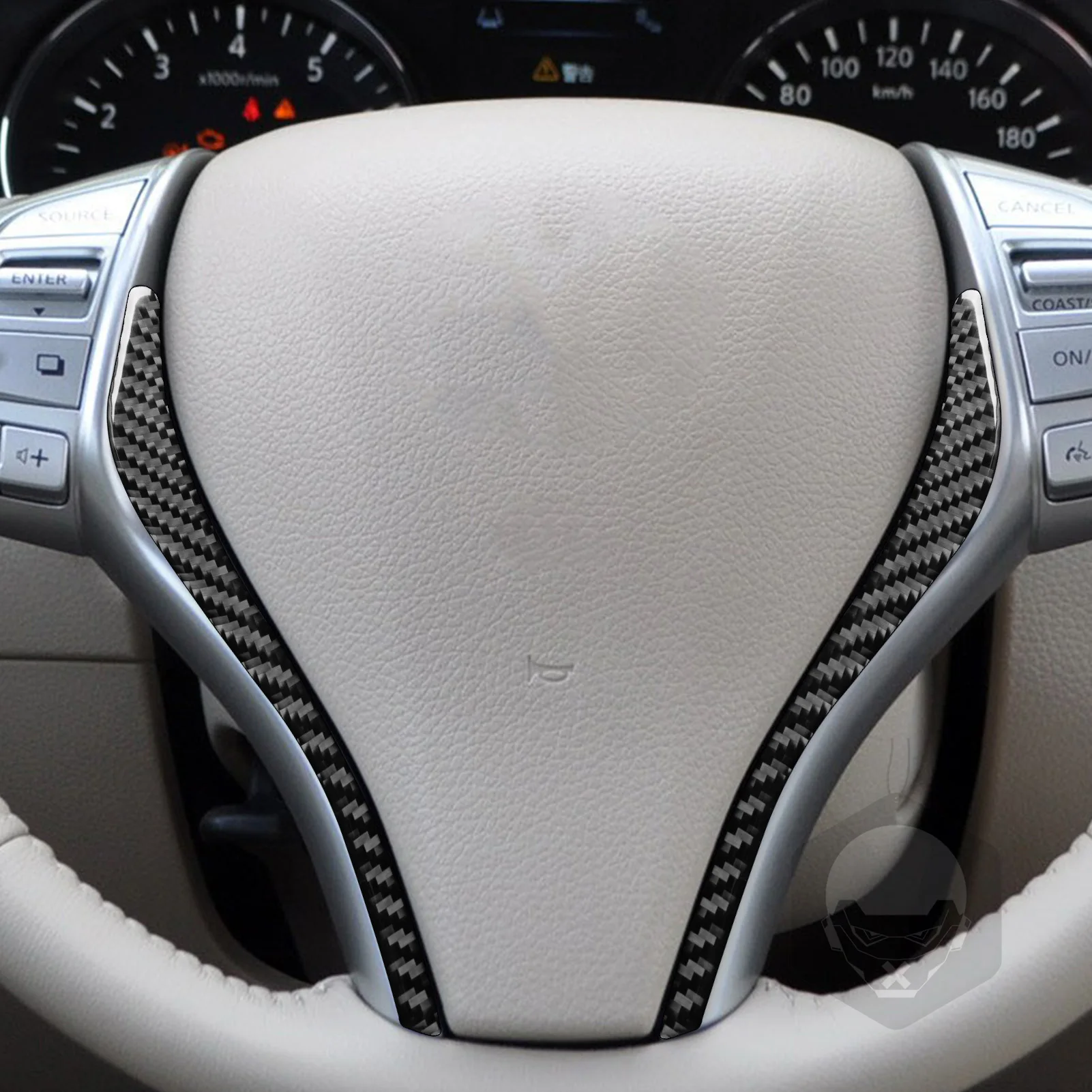 Carbon Fiber Car Interior Accessories Steering Wheel Decorative Panel Cover Trim Sticker For Nissan X-Trail Rogue 2013—2021