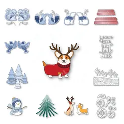 Christmas Snowman Metal Cutting Dies Scrapbooking Decoration Stencil Embossing Template DIY Handmade 2023 New Nordic Foxes Dies