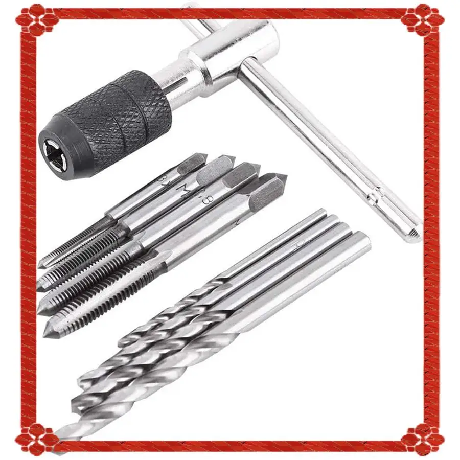 

24-Hour Delivery 9Pcs Adjustable T-Handle Ratchet Tap Holder Wrench Tool Set With M3-M6 Screw Thread Metric Plug Tap And 2.5-5.0