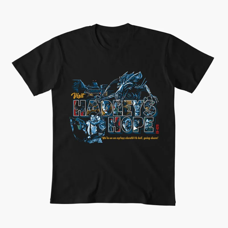 

Visit Hadley's Hope 0412 Xenomorph Horror movie Weyland Sci-Fic Alien Gift T-Shirt Short Sleeve Graphic clothes All size tops
