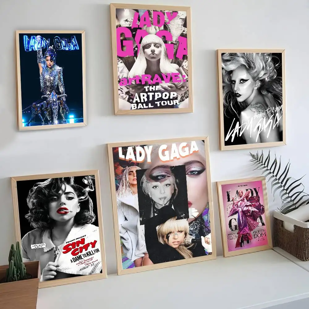 L-Lady G-Gaga Singer Vintage Posters Sticky Retro Kraft Paper Sticker DIY Room Bar Cafe Kawaii Room Decor
