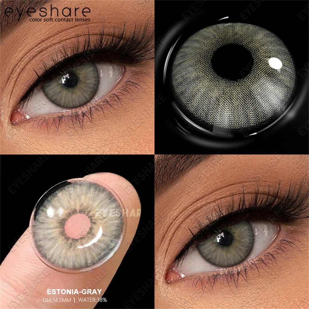 EYESHARE Myopia Lenses 1Pair/2pcs Color Contacts Lenses With Prescription Natural Brown Contacts Fashion Gray Lenses with Degree