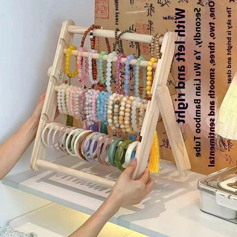 

Деревянная повязка на голову, стеллаж для хранения, 2-слойная подставка для домашнего использования, аксессуары для волос, ювелирные изделия, головные уборы, выставочная стойка для хранения ювелирных изделий