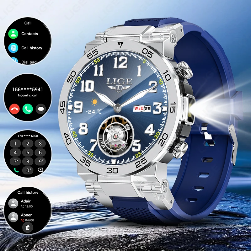 

LIGE 2025 SOS Custom Dial Wallpaper Adult Men's Smart Watch Outdoor Sports Fitness Wireless Call Smart Watch Waterproof Watch