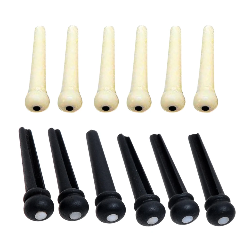 Set 6pcs Black Ebony Bridge Pins with Shell Dots for Enhancing Your Guitar’s Appearance Acoustic Guitar Quality