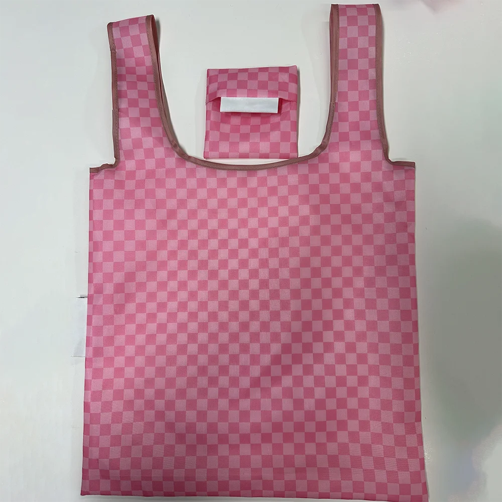 

Стильная удобная складная сумка-шопер с индивидуальным принтом, шахматный узор, изысканная универсальная складная сумка для продуктов для подарка