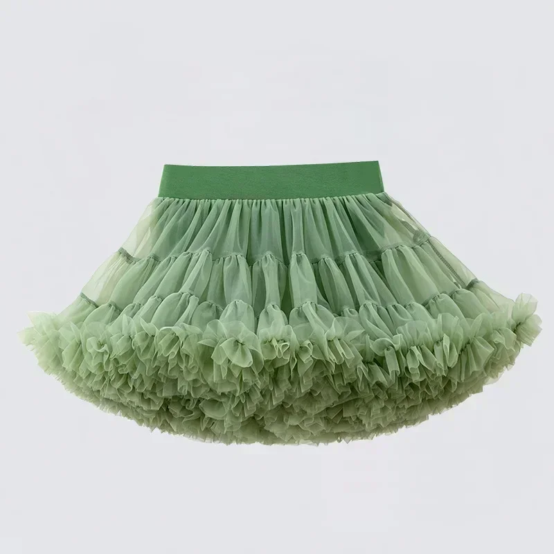 1-8T Lace Skirt Girls Fluffy Chiffon Pettiskirt Solid Colors Tutu Skirts Girl Dance Skirt Christmas Tulle Petticoat Tulle B062