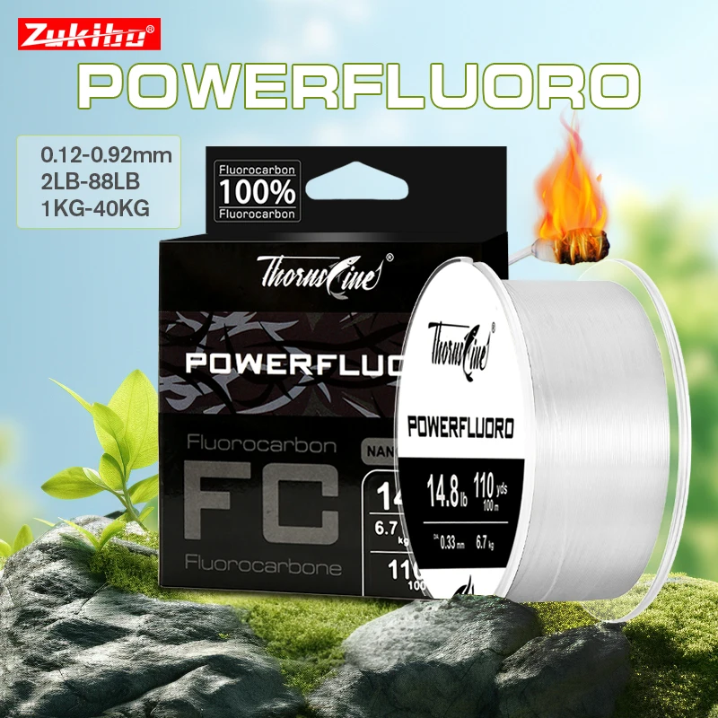 

Zukibo 100% Fluorocarbon Fishing Line 50/100m High Strength Japan Carbon Fiber Leader Line Fast Sinking Invisible Saltwater Line