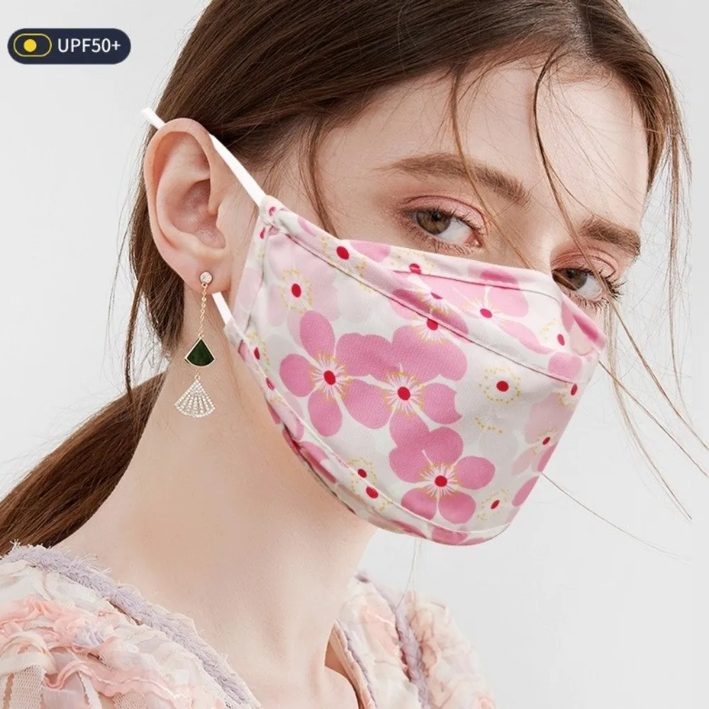 Fashion Printed Washable Cotton Face Masks Dustproof Breathable Cloth Fish Mouth Masks Warm Cold Proof Face Coverings For Women