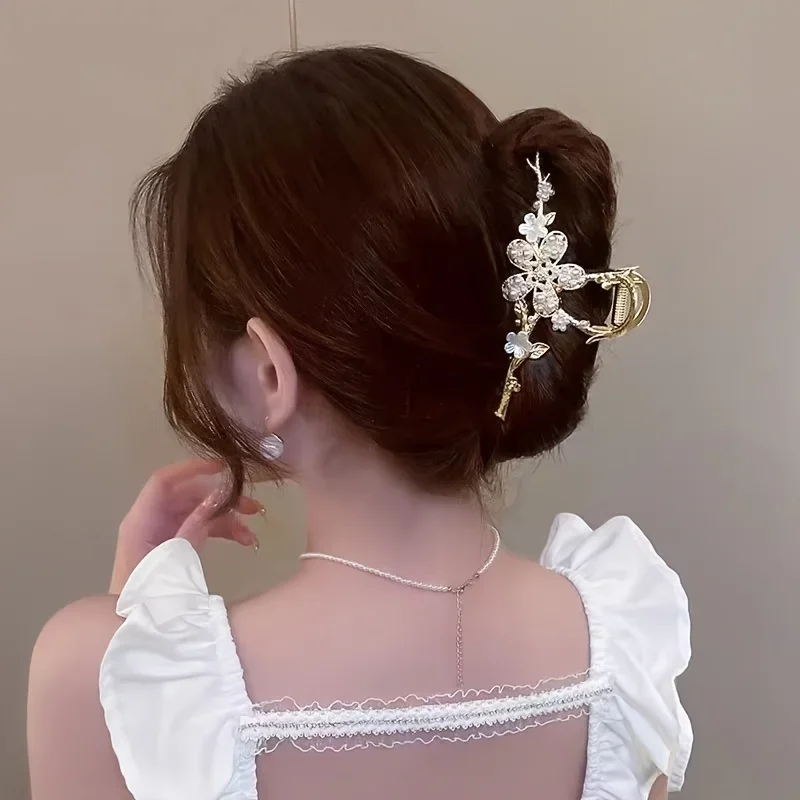 Zweige Strass Blumen große Haltegriff zarte Haars pange neue High-End-Luxus Rückseite des Kopfes gewickelte Haar Kopfschmuck – Detail 3