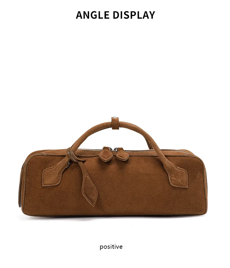Aidanni Vintage Wildleder-Handtasche mit großem Fassungsvermögen, Neuheit 2026, Matte Rindsleder-Damentasche, Stilvolle Wurstform – Detail 9